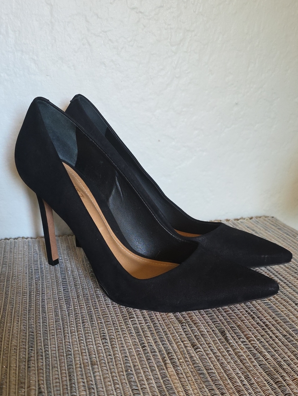 Schutz Suede Black Pointed-Toe High Heel Pumps - Women's